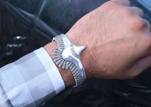 925 argent Sterling aigle oiseau plume conception manchette bracelet Unique déclaration Fine bracelet bijoux pour cadeau d'anniversaire - Product Image 5