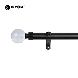 KYOK Modern Black Curtain <b>Pole</b> with Glass Ball Finial Easy Installation Minimalist Design 0.75-0.99 Inch Diameter - Product Image 1