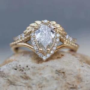 VVS Original Moissanite Diamond Wedding Set Platinum Plated 925 Anillo de compromiso de plata Alianza de boda para regalo de mujer - Product Image 1