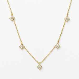 Collar de trébol múltiple de diamantes, gargantilla de trébol de diamantes, oro de 14K con collar de capas de diamantes cultivados en laboratorio, joyería nupcial - Product Image 1