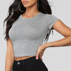 2025 Trending Women's Summer Fitness Crop Top Tees Venta al por mayor Personalizable 100% algodón ligero en blanco Sexy camiseta para mujeres - Product Image 6