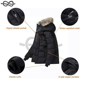 Manteau d'hiver pour hommes imperméable coupe-vent fourrure à capuche épaissir longue parka doudoune pour la protection contre le froid - Product Image 5