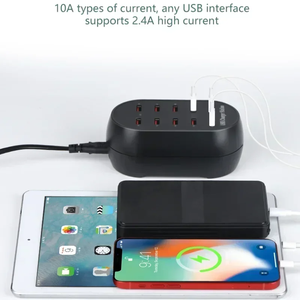 Cargador USB de 10 puertos 100V-240V EU US KR UK Plug Estación de carga USB de escritorio <span class=keywords><strong>para</strong></span> múltiples dispositivos <span class=keywords><strong>iPhone</strong></span> 15 14 <span class=keywords><strong>13</strong></span> Samsung Xiaomi - Product Image 2