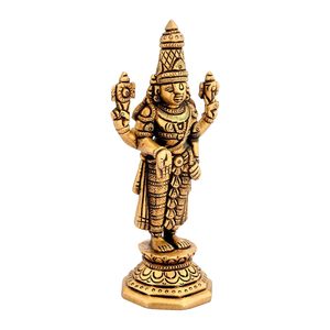 Ídolo Tirupati Balaji de latón | Venkateshwara Vishnu Murti | Estatua Vishnu Chakra Namah Shankh | Regalo de decoración del templo de la oficina en casa - Product Image 2