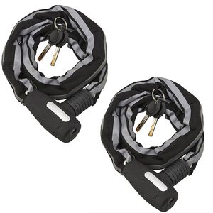 High Security 100cm X 6cm Automatic Anti-Theft <b>Lock</b> <b>Chains</b> Black/Grey 2 Pieces Set <b>for</b> <b>Bikes</b> & Motorcycles - Product Image 1