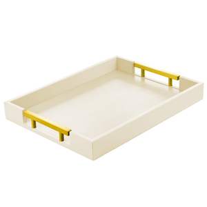 Lujo y elegante mármol blanco decorativo Frutis multiusos usado Hotel restaurante y bandeja para el hogar hecha a mano con mango dorado - Product Image 3