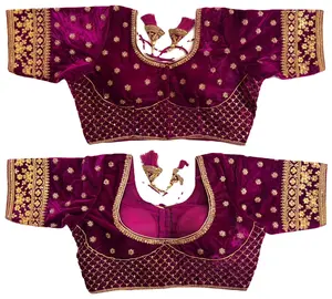 เสื้อเบลาส์ผ้า Velvate สำหรับงานแต่งงาน,เสื้อทำงานปักลายแบบหนา - Product Image 1