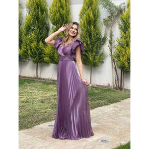 Gonna da donna con cintura in vita e maniche a pieghe con scollo a V Gs6500 a pieghe 6500 - Product Image 2