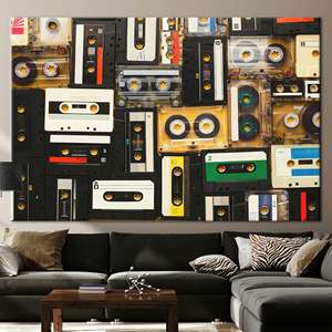 Toile d'art vintage en forme de cassette - Décoration murale rétro imprimée, 1P : Prête à accrocher - Product Image 1