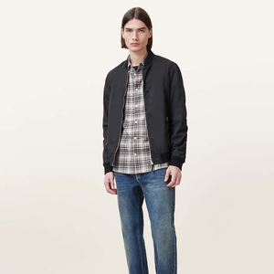 แจ็กเก็ตเบสบอลบอมเบอร์สำหรับผู้ชายเสื้อโค้ทแฟชั่นแนวสตรีทผ้าแฟนซีปิดซิปสีพื้น - Product Image 6