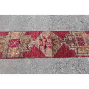 Alfombra de área Kilim turca Vintage, lana roja y Beige, respetuosa con el medio ambiente, estilo bohemio, Patchwork, rectángulo grande, látex de 23 'X 10' - Product Image 4