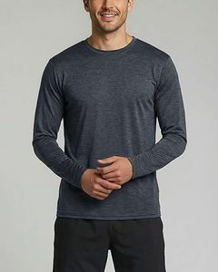 T-shirt à manches courtes pour homme, col rond, coupe classique, couleur unie, décontracté, tricoté, logo sur le devant, anti-boulochage, séchage rapide, polyester/coton - Product Image 2