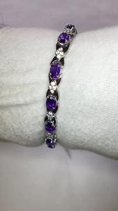 Pulsera de Plata de Ley 925 con piedras preciosas de amatista natural Brillo de calidad AAA Regalo de moda y joyería de fiesta - Product Image 5