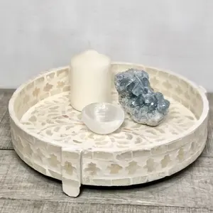 Mother of Pearl Capiz <b>Shell</b> Inlay Decorative Accent Serving Tray Ramadan Mubarak Eid Gift Seashell Serving Tray <b>Chocolate</b> Tray - Product Image 3