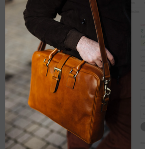 Personalized Leather Laptop Messenger <b>Briefcase</b> Men, Monogram Cross Body Computer Sling Gifts for Him Leather <b>Briefcase</b> Man - Product Image 1