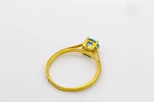 Anillo de Compromiso Minimalista con Topacio Azul Londres, Plata de Ley 925, Chapado en Oro de 14K, con Piedra Preciosa, para Ella - Product Image 2