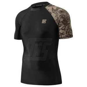 Men Fitness Wear Rash Guard Short Sleeve Compression Shirt Ideal <b>For</b> <b>Running</b> Boxing MMA BJJ And Fitness Sports - Product Image 1