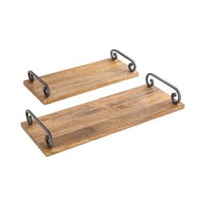 Bandeja de madera de la mejor calidad con mango de metal, diseño vintage, bandeja de madera de gran tamaño para servir, la bandeja de madera más vendida - Product Image 1