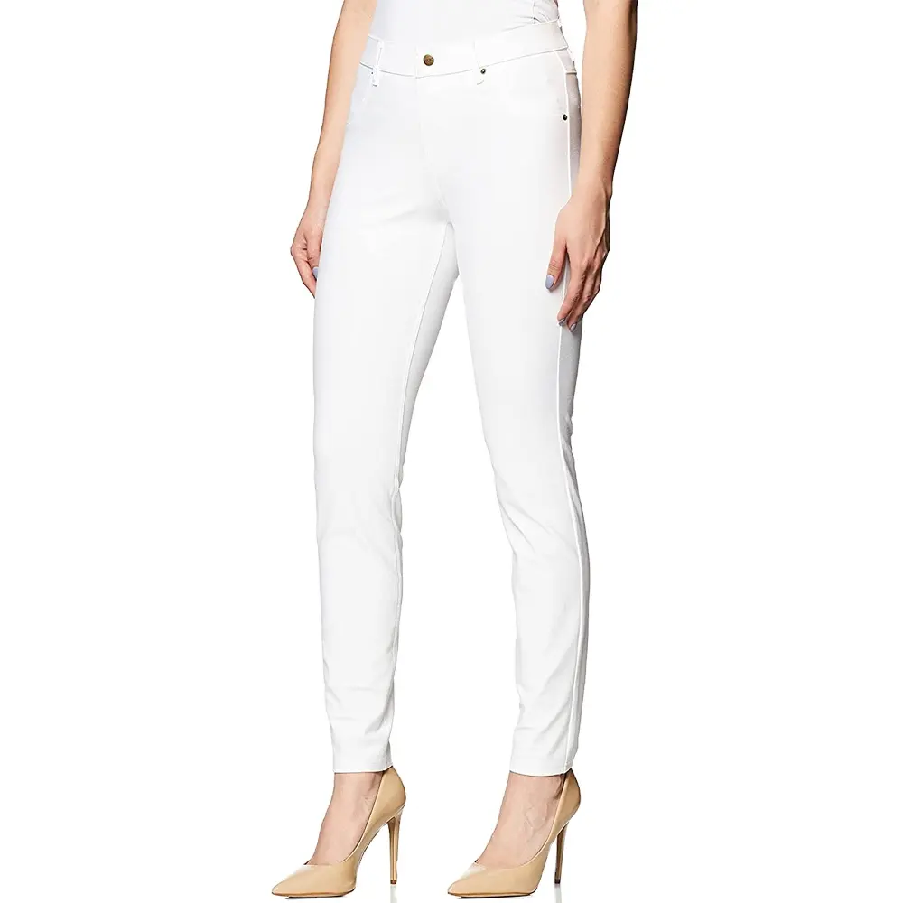 2023 personnalisé mince femmes jean pantalon droit coupe ample denim pour les femmes blanc teint avant et poches Skinny blanc Denim Jeans