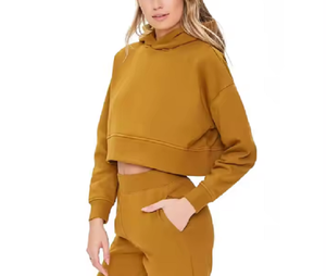 Haute qualité femmes Crop Hoodies élégant coton polaire manches longues pull décontracté personnalisé pour les femmes haut court à capuche de BD - Product Image 2