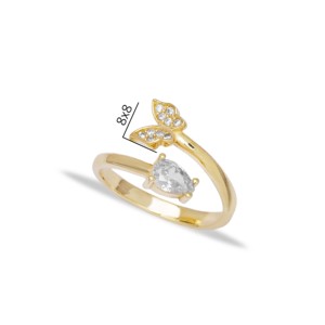 Elegant Romantic Butterfly Design Zirconia Stone <b>Adjustable</b> <b>Ring</b> Turkish Handmade THEIA Brand 925 Sterling Silver Jewelry Party - Product Image 3
