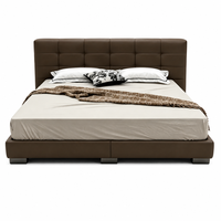 Meubles de chambre à coucher de luxe modernes et postmodernes en cuir Napa italien, cadre en bois de pin importé réglable, lit king size en cuir