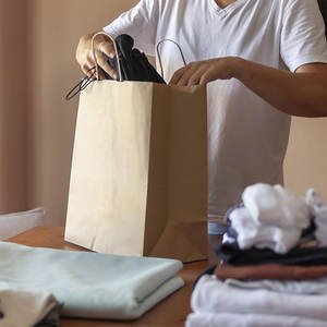 Sacs en papier kraft avec poignées en vrac, sacs en papier brun, sacs à provisions kraft pour les petites marchandises d'affaires, fête de mariage - Product Image 6