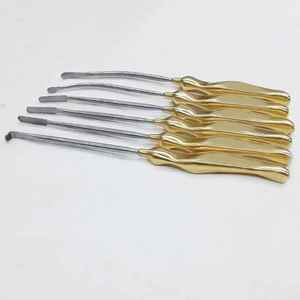 Ensemble de lifting frontal manuel en acier inoxydable de haute qualité, dissection, lifting du visage, chirurgie endoscopique, ensemble - poignée dorée - Product Image 3