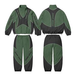 Unisex Nylon Tracksuit <b>Vintage</b> Crinkle <b>Windbreaker</b> Jacket Elastic Pants Set Waterproof Athletic Outdoor Suit - Product Image 1