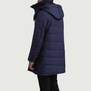 Parka à capuche bleu Moore sur mesure en gros pour hommes et femmes, veste en nylon pour les deux sexes - Product Image 4