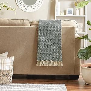 Modern Chevron Pattern <b>Throw</b> Blanket 50x60 Soft Wool Cotton Handloomed Recycled <b>Knitted</b> Woven Bed Sofa Decorative Home - Product Image 6