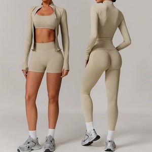 High Quality Womens <b>Yoga</b> Wear Quick-Drying Breathable <b>Yoga</b> Bra Sports Fitness Top <b>Jacket</b> High Waist Shorts Pants Womens Gym Sets - Product Image 1