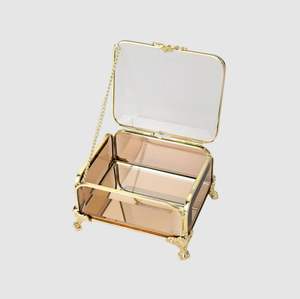 Caja de Joyería de Metal y Vidrio, Estilo Antiguo, Organizador de Almacenamiento para Joyas, Baratijas y Recuerdos - Product Image 2