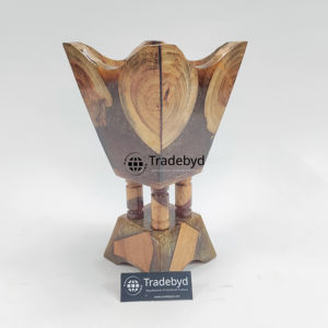 Tradebyd Designer Wood Hand-made Pine Bakhoor Burner Modern <b>Oud</b> <b>Incense</b> Holder for Luxury Home Decor - Product Image 2