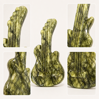 Decorative Crystal Violin Carving, Handmade Natural Stone Instrument Statue for Living Room, Studio and Musician Gift