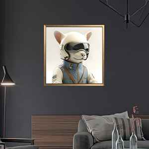 Elegante obra de arte impresa en lienzo con un hermoso diseño de gato, enmarcada en dorado. - Product Image 1