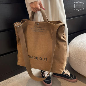 Sac fourre-tout en toile de coton en tissu lourd pour le week-end écologique surdimensionné Sac à main cadeau pour femme avec longue et solide sangle - Product Image 2