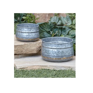 Decorative Garden <b>Herb</b> Conical <b>Pots</b> Metal Flower <b>Pot</b> Set With Golden Handles Home Decoration Metal Galvanized Planter - Product Image 5