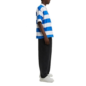 Nouveau design à manches courtes personnalisées-Vente en gros de polos d'été pour hommes à rayures 100% coton avec impression de broderie avec logo personnalisé - Product Image 2