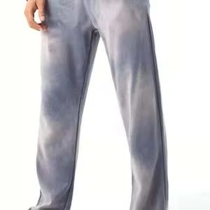 Survêtement ample style streetwear vintage personnalisé avec fermeture éclair, pantalon évasé respirant, broderie, effet délavé et vieilli - Product Image 4