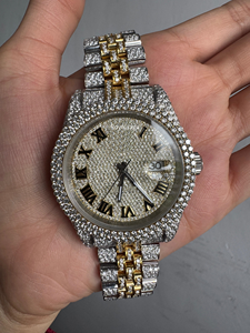 Người Đàn Ông Sang Trọng Moissanite Tự Động Đồng Hồ Con Trỏ Quay Số Hiển Thị 904L Thép Không Gỉ Tùy Chỉnh Thiết Kế Hai Tone Mạ Kim Cương Đồng Hồ - Product Image 4