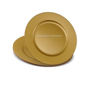 Assiette ronde en métal plaqué cuivre brillant bordure martelée pour la maison et le mariage vaisselle et assiettes de table minimaliste Western - Product Image 2