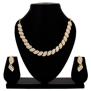 Ensemble de collier ras du cou clouté en pierre autrichienne lustrée feuillue - Product Image 1