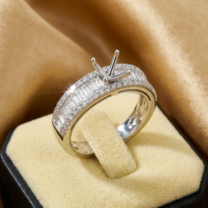 Bague de fiançailles en diamant pour femme, or blanc 18 carats, véritable diamant, bague de mariage, style classique - Product Image 1
