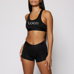 Nuevo logotipo personalizado Top Plain Shorts Set Yoga Mujeres Ropa Carta Gimnasio Fitness Conjuntos Mujeres Sujetador y bragas Conjuntos - Product Image 4