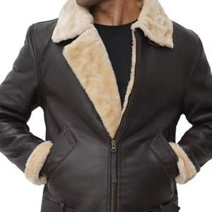 แจ็กเก็ตหนังแกะสำหรับผู้ชาย, แจ็กเก็ตหนังแท้ขนแกะแท้สำหรับผู้ชายสไตล์ระบายอากาศสบายๆสำหรับฤดูหนาว - Product Image 2