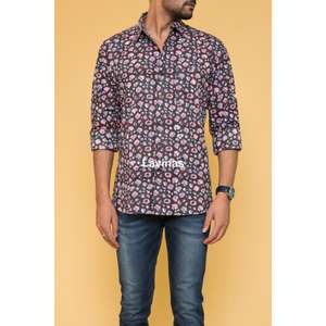 Camisa Hippie bohemia de diseñador para hombre, ropa de verano informal de algodón con estampado de bloques negros, algodón 100% transpirable - Product Image 6