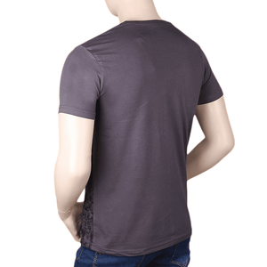 Camiseta estampada de manga corta con cuello redondo para hombre - Gris - Product Image 3