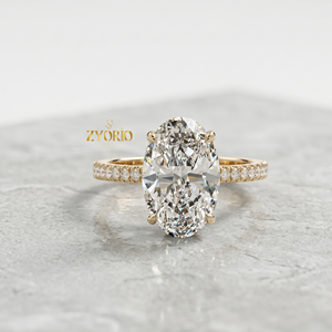 แหวนหมั้นเพชรทรงรี 3.00 กะรัต เพชรเลี้ยงในห้องปฏิบัติการ ทอง 14K รับรองโดย IGI แหวนเจ้าสาวแบบวงแหวนซ่อน ของขวัญวันครบรอบ - Product Image 4