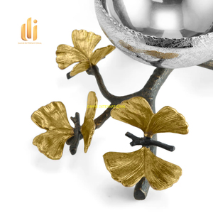 Bol de service à la crème glacée de luxe avec branche florale dorée Hôtels Ensemble de bols de table élégants en métal pour snacks et fruits secs pour offrir - Product Image 4